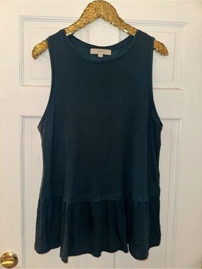LOFT Sleeveless Peplum Tank Top in Dark Teal XL